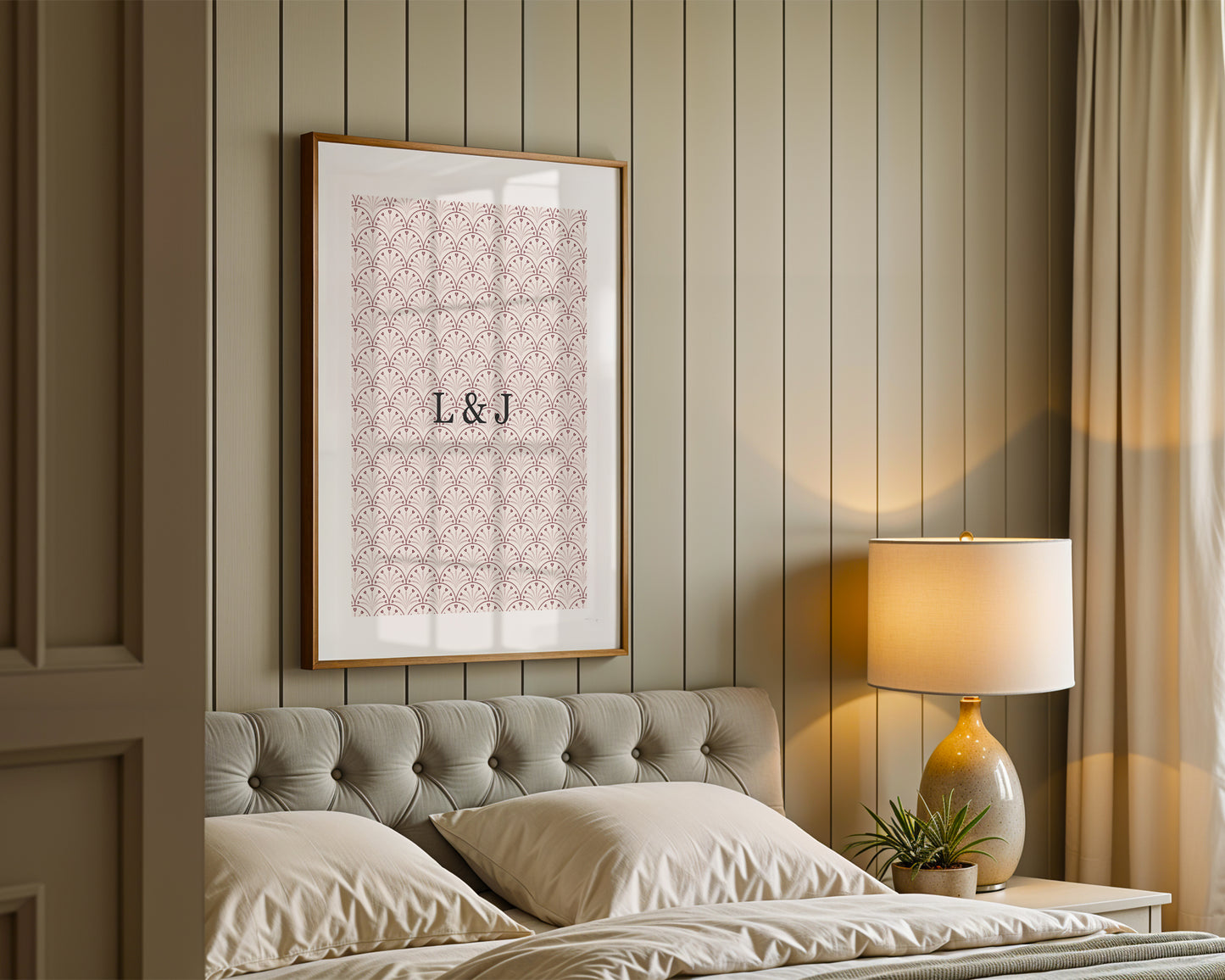 CUSTOM Initial Heart Block Print Pink