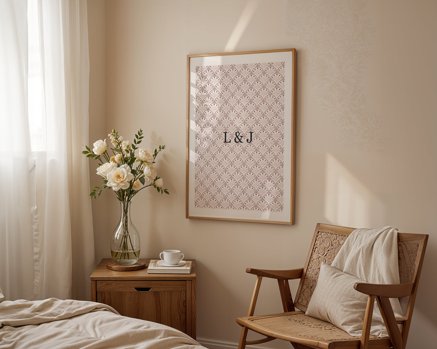 CUSTOM Initial Heart Block Print Pink