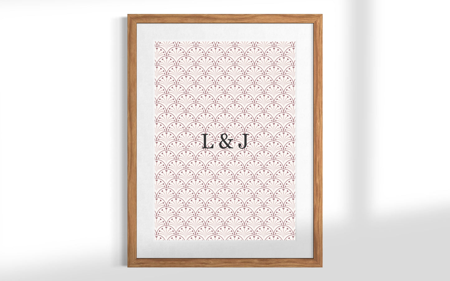 CUSTOM Initial Heart Block Print Pink