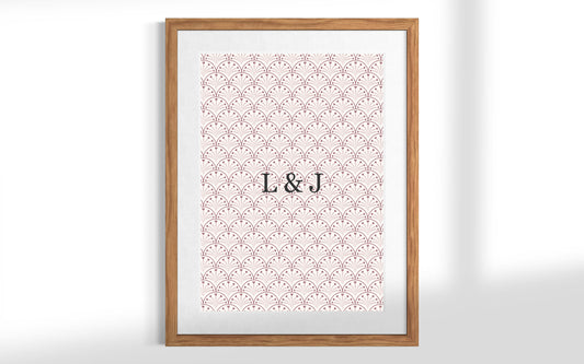 CUSTOM Initial Heart Block Print Pink